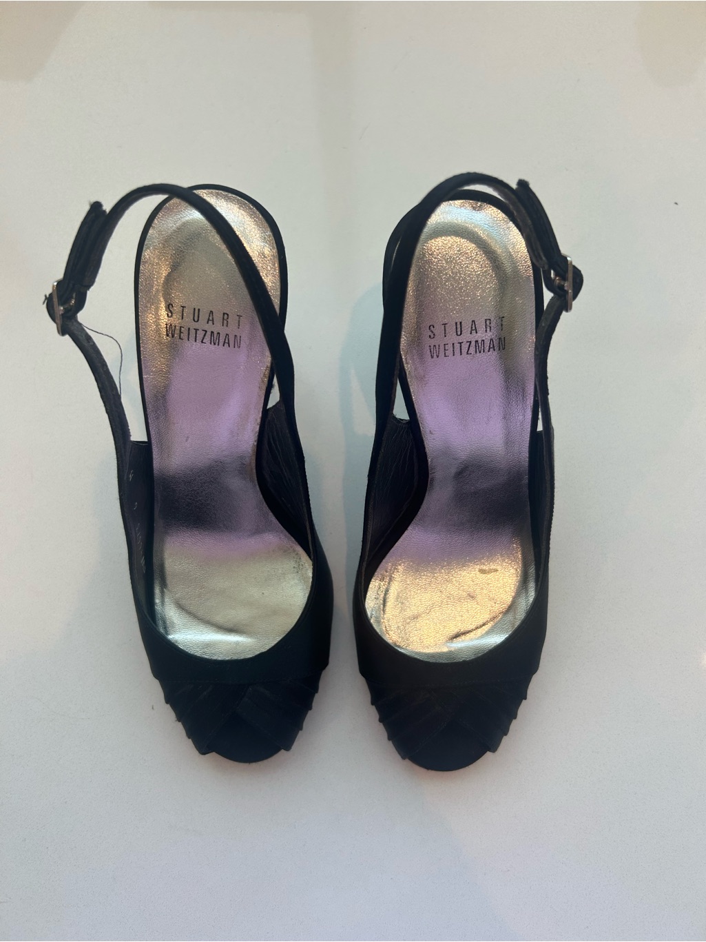 Black Rhinestone Open Toe Heels